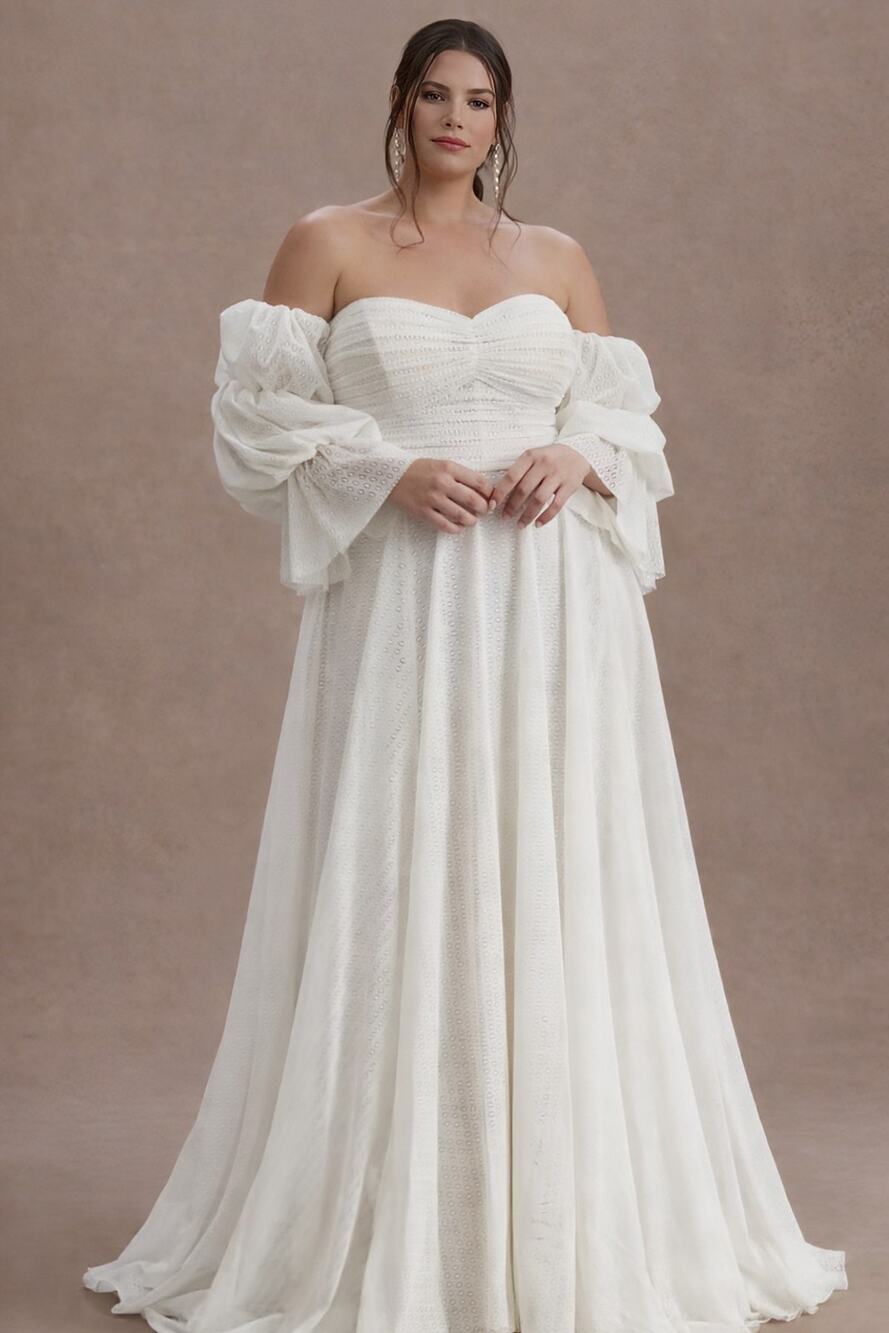 Willowby Cameron Wedding Dress 22W Ivory Tulle Off Shoulder Bridal Gown